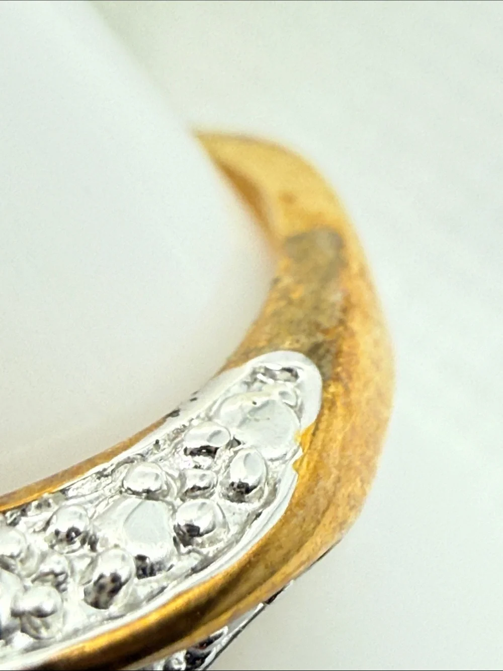 Vintage Gold-Tone plated Citrine Solitaire Ring Pavé Accents mixed metal glam